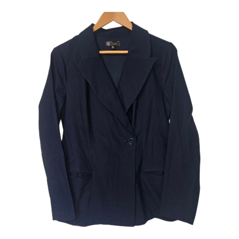 DG2 by Diane Gilman ShapeTech Blazer Navy Blue Size Medium Career Office
